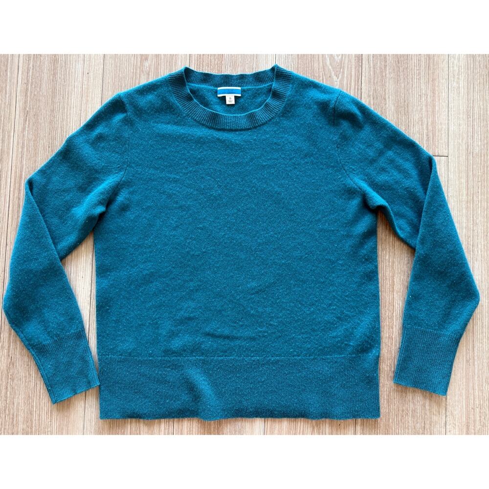 J.Crew Size S Teal Green 100% Cashmere Crewneck Sweater Soft Knit Pullover